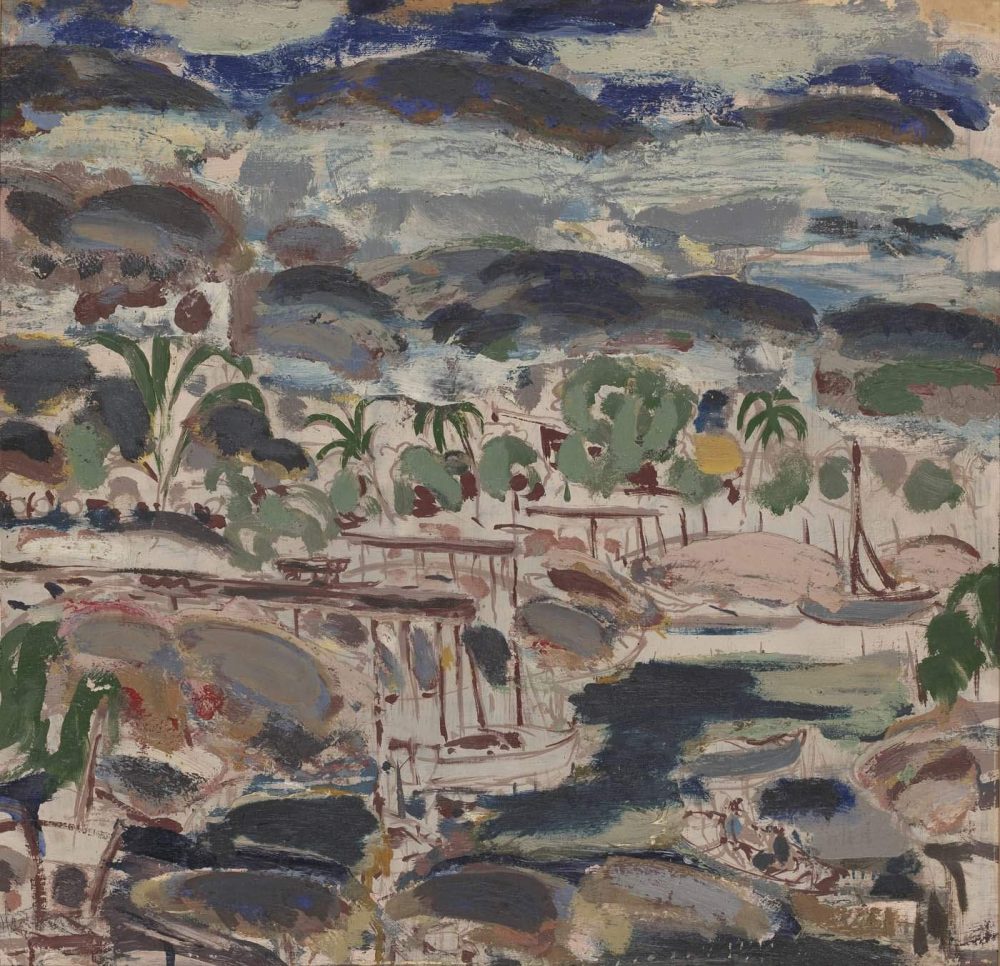 Ian Fairweather - Alligator Creek, Cairns, 1939, oil and gouache on cardboard. 50.7 x 51.6 cm